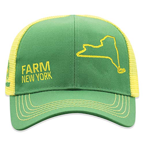 Casquette verte John Deere ajustable avec filet respirant et logo NY