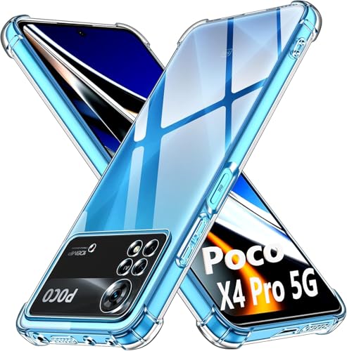 Image of Lustree Poco X4 Pro 5G Back Cover Transparent Case | Clear TPU Shockproof Case with Four Corner Protection & Raised Camera Guard | Slim Protective Cover for Xiaomi Poco X4 Pro 5G