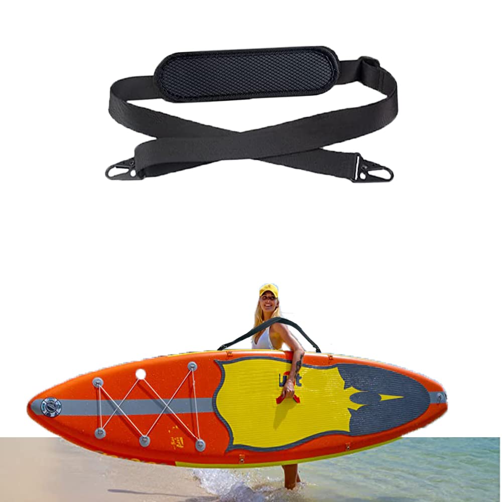 Dokoshia SUP Paddle Board Carrier Shoulder Strap Adjustable Carrying Sling Paded Bag Belt for Surfing and Paddle Board with Metal Hooks Accessories