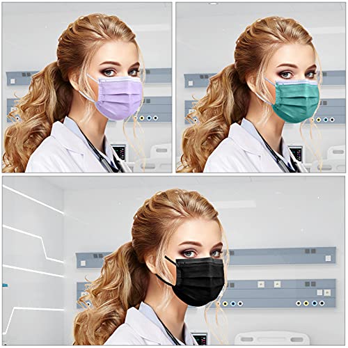 Caremore Disposable Black Face Mask 4-Ply For Adult(50 Individually Wrapped),Astm Level 2 Face Masks, Breathable Safety Mask(Black) #TOP4