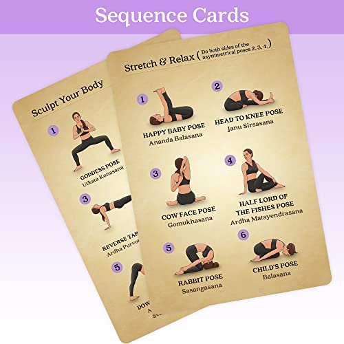 Asana Moon Premium Yoga Cards For Beginners – Yoga Kit And Workout Set For Beginners And Teens – 62 Card Yoga Sequence Deck With Alignment Cues And Sanskrit Names – Alternative For A Yoga Book #TOP5