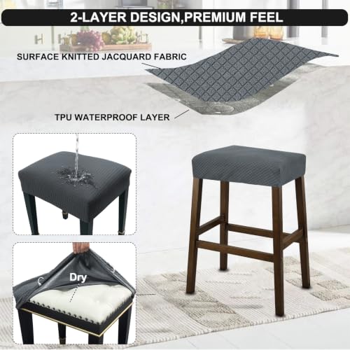 Image of NeColorLife Rectangle Bar Stool Covers Waterproof,Light Gray,4 Pack