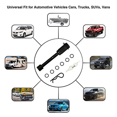 Onltco Heavy-Duty Trailer Lock - Secure & Weather-Resistant 5/8" Carbon Steel Chrome Plated Bent Pin Head Hitch Lock, Adjustable Length, For Class I-V Hitches, Trucks, Rvs, Boats, Vehicles, Black #TOP3