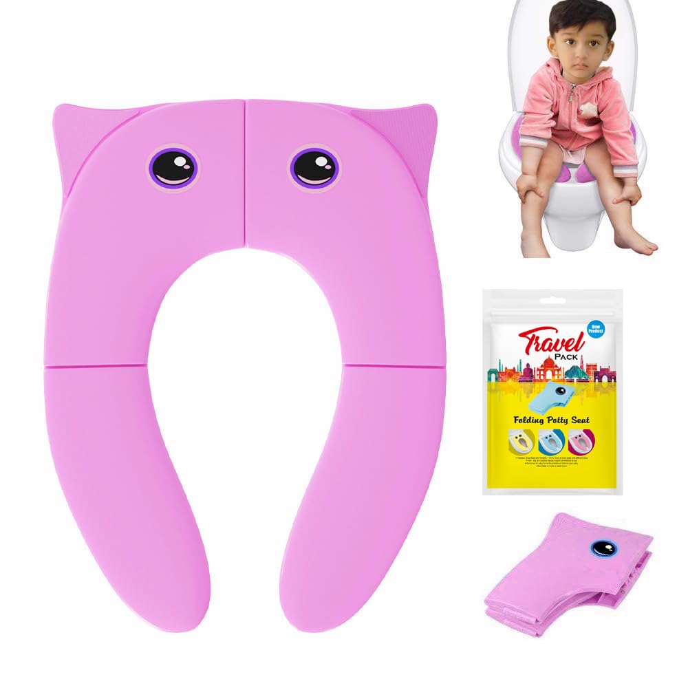 TECHHARK® Baby Potty Training Toilet Seat for Boys And Girls Kids, Non-Slip with Splash Guard, Fits Round & Oval Toilets, (TRAVEL PINK) - Image 2 thumbnail