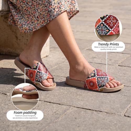 Image of YOHO Tropica Printed Comfortable Women Slides | Stylish Rainy Footwear & Waterproof Monsoon Sandals | Soft Inner Lining On Strap