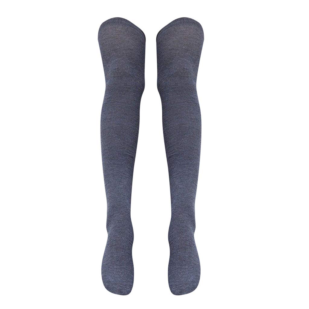 Calcetines altos hasta el muslo para mujer y niña, suaves sobre la rodilla, 71 cm, color negro