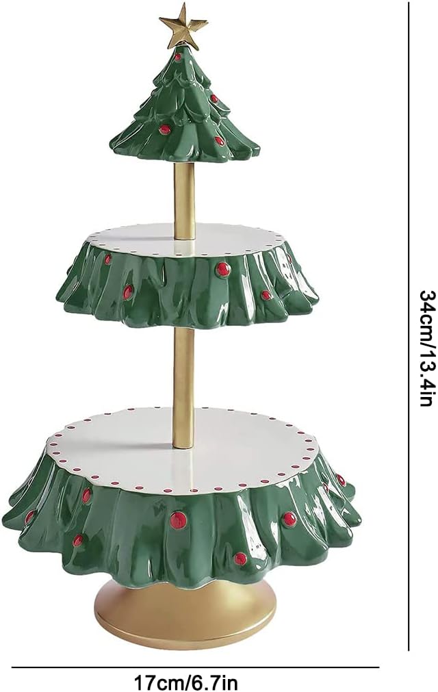 Yuly Snack Serving Stand Christmas Tree Shapes Bowls Snack Stands Dessert Stands Fruit Plates For Christmas Party Decorations Dessert Rack, Style1