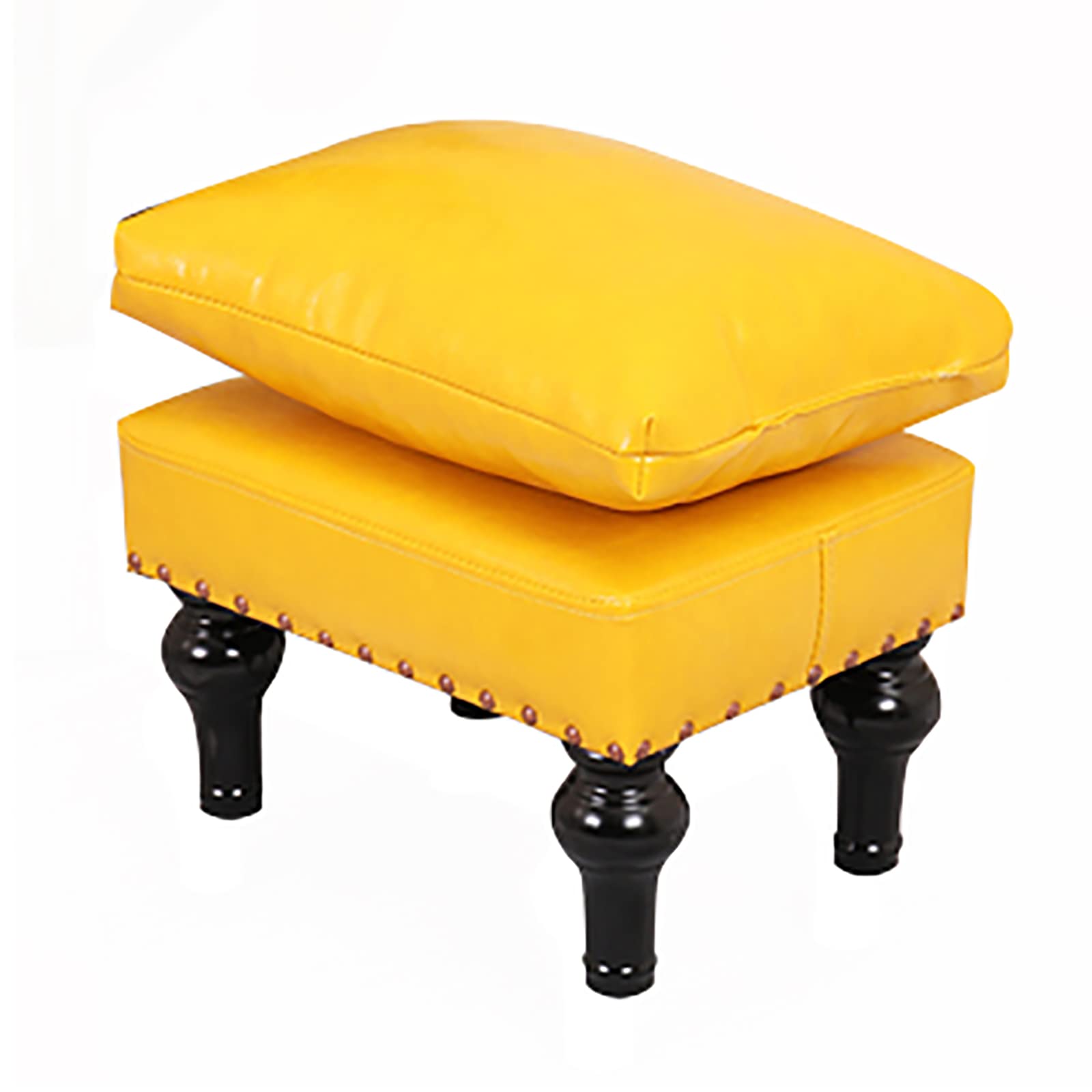 Repose-pieds de salon rustique en cuir jaune pour une ambiance chaleureuse de chambre