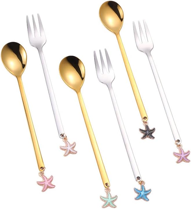 Silverware Flatware Set, 6/24/36/48/60/72 Pieces Dessert Spoons Gold Long Handle Small Round Spoon 304 Stainless Steel Coffee Stirring Spoon(Silver,24 Pieces for 4)