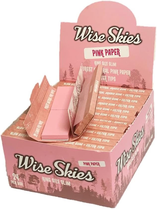 Wise Skies Pink Rolling Papers with Tips - Ladies Rolling Paper Vegan NON GMO (6)