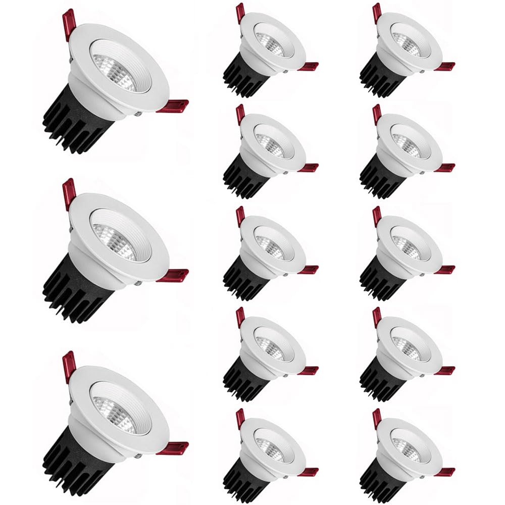 BHGFYXBS 15 Pack 3W/7W/15W/25W Adjustable Angle Recessed Cob, Led Recessed Deep Anti-Glare Spotlight, Home Living Room Ceiling, 3000K/4000K/6000K Optional,3000k-3W