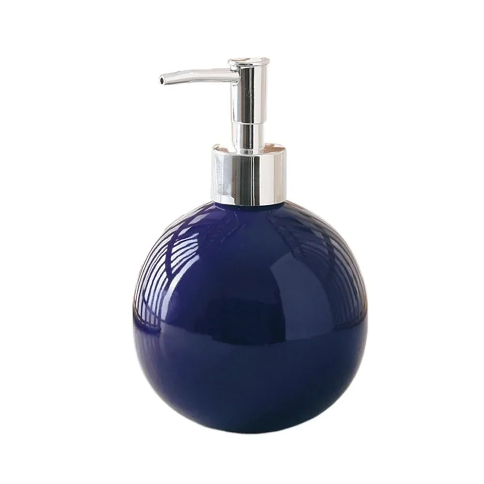 Ceramic Soap Dispenser Portable Ceramic Hand Soap Bottle Refillable Reusable Sanitizer Dispenser Round Leakproof Liquid Container Bathroom(DarkBlue)