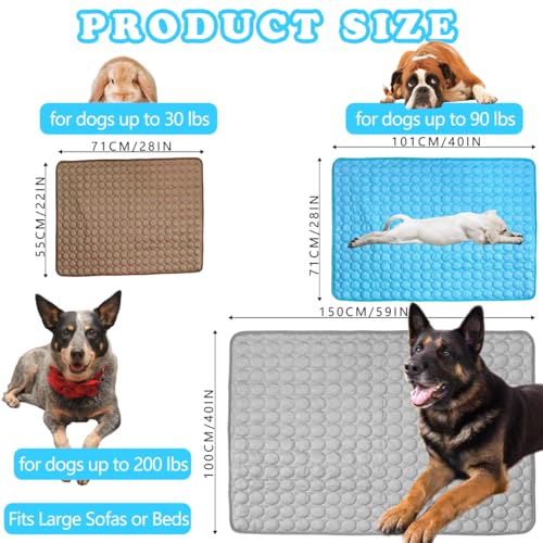 Dog Cooling Mat for Dogs, 59 x 40 Inch Washable Pet Pad, Soft Breathable Dog Bed Mat for Large Dogs, Lightweight Summer Blanket for Crate, Sofa, Floor, Car Seat, Indoor and Travel Use, Brown — view 4