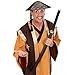Produktbild NET TOYS Chinesenhut mit Zopf Faschingshut Chinesen Hut Fasching asiatische Kopfbedeckung Asien Karnevalshut Asia Party Samurai