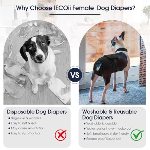 Washable Female Dog Diapers with Suspenders,Reusable Dog Period Diapers,2XL