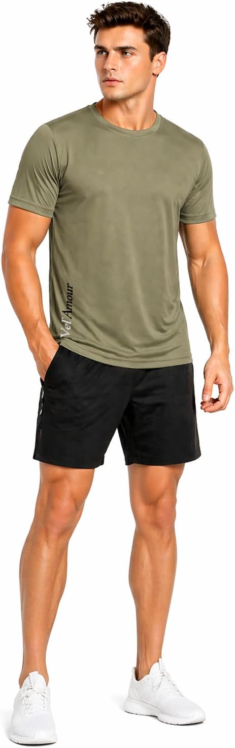 - Vel Amour Men's Dry Fit T Shirt Quick Dry Sports Wear Round Neck Half Sleeve