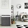 Seville Classics Premium Handwoven Portable Laundry Bin Basket with Carrying Handles, Household Storage for Clothes, Linens, Sheets, Black, Rectangular Hamper