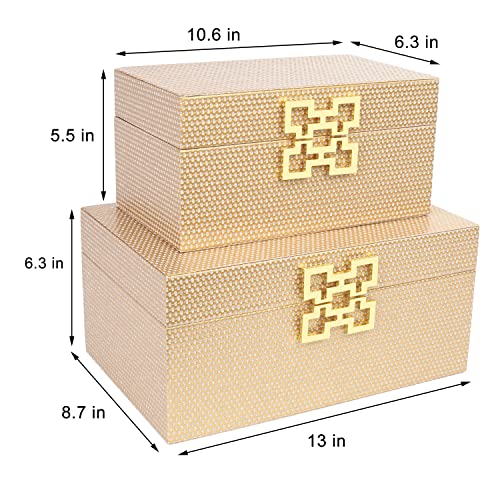 Zikoul Modern Gold Decorative Box Faux Glitter Leather Decorative Storage Boxes With Lids For Home Decor Large Jewelry Box Dresser Top Organizer #TOP4