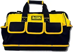 Bolsa Para Ferramentas Mala Reforçada Eletricista 16 Divisões Profissional Base Rígida Preta e Amarela