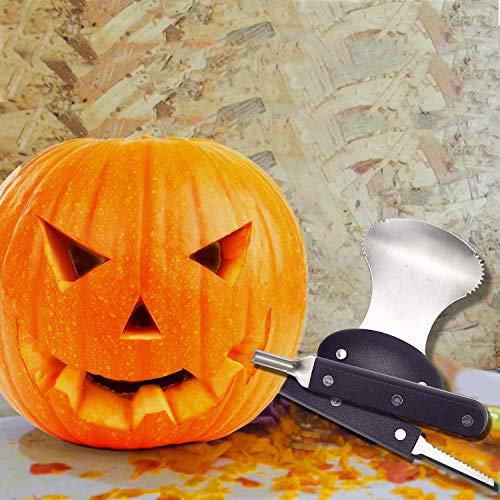 Image of Halloween Jack-O-Lantern Pumpkin LED Lights with Remote & Carving Tool Kit | CANDLE CHOICE 2 White Battery Operated Flameless LED Halloween Pumpkin Lights and 3 PCS Stainless Steel Carving Tool Set