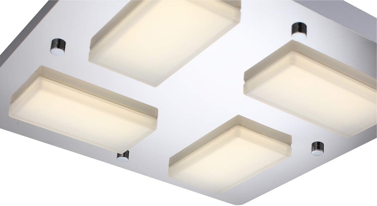 AUROLITE 4 LED Semi-Flush Ceiling Light, Polished Chrome Finish, 18 Watts, 1800 Lumens, Natural White (4000K), Waterproof (IP44), Ideal for Living Room, Bathroom, Bedroom, Kitchen