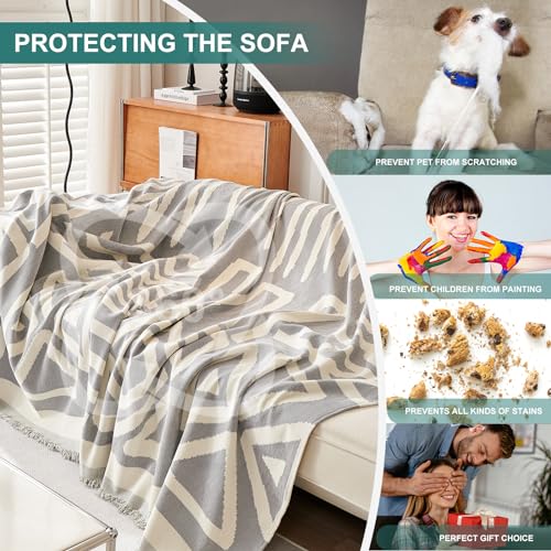 VanderHOME Multifunctional Chenille Tassels Sofa Throw Blankets,Throws for Sofa Blanket Bed Throw for Bedroom Couch, Travel - Image 4