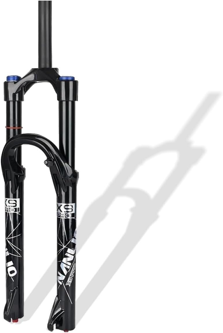 AZQOHMIS 26/27.5/29 Inch Mountain Bike Air Suspension Fork, 140mm Travel, 1-1/8" Straight/Tapered Steerer, 9x100mm QR, Disc Brake, Manual & Remote Damping Adjustment A,29in