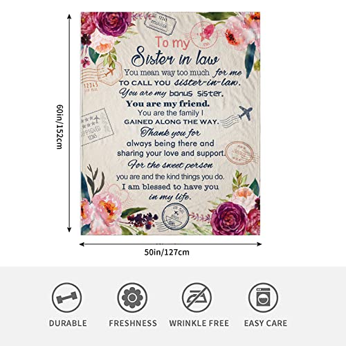 Sister In Law Gifts Blanket Flannel Fleece Blankets- Sister-In-Law Funny Gifts For Christmas, Engagement, Wedding, Birthday- Sister In Law Gifts For Women Soft Throw Blankets For Bed Sofa 60"X 50" #TOP5