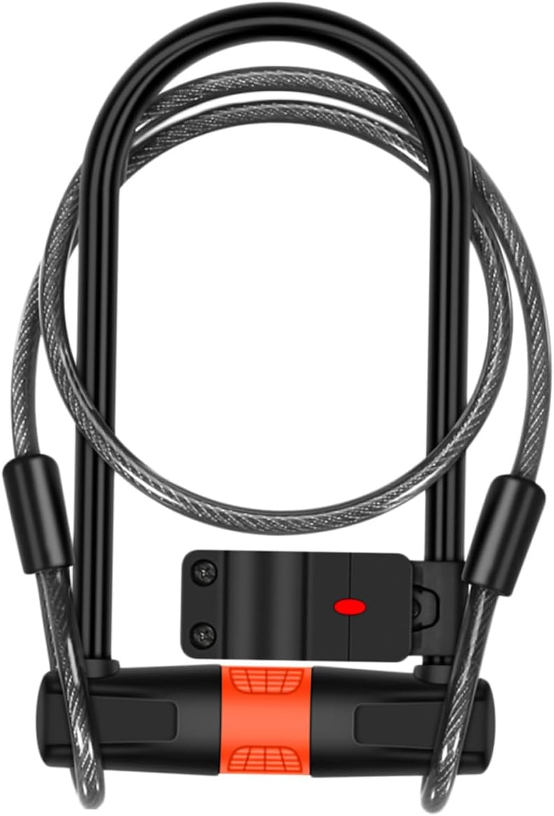 Heavy Duty U-Shaped Bike Lock with High Strength Steel Cable and Double-Sided Anti-Theft Core Thick Solid Alloy Lock Beam for Mountain Electric Bicycle and Motorcycle Security