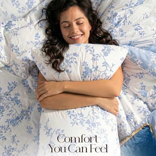 Image of Utopia Bedding 3 Pc Queen Comforter Set, Printed Comforter, Sky Petal | Comforter Set Includes Comforter (88x88) Inches, 2 Shams (20x26) Inches. Soft Microfiber Down Alternative, Machine Washable.