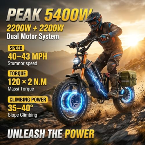 Image of 2026 Eahora 5400W Juliet Pro 2 Electric Bike for Adults 43MPH Dual Motor 70Ah Ebike 200Miles Long Range Electric Bicycle, 20'' Fat Tire Full Suspension Electric Mountain Bike for Commuting /Delivery