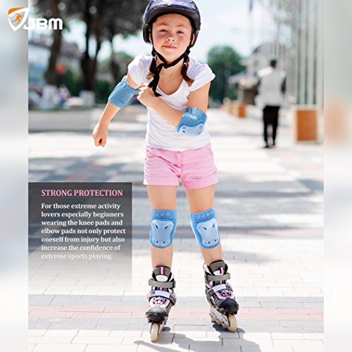 JBM Kids & Adults Knee and Elbow Pads with Wrist Guards Protective Gear Set, Impact Resistance for your Children Outdoor Activities’ Adventure, Roller Skating, Cycling, Scooter, Skateboarding Pads Set