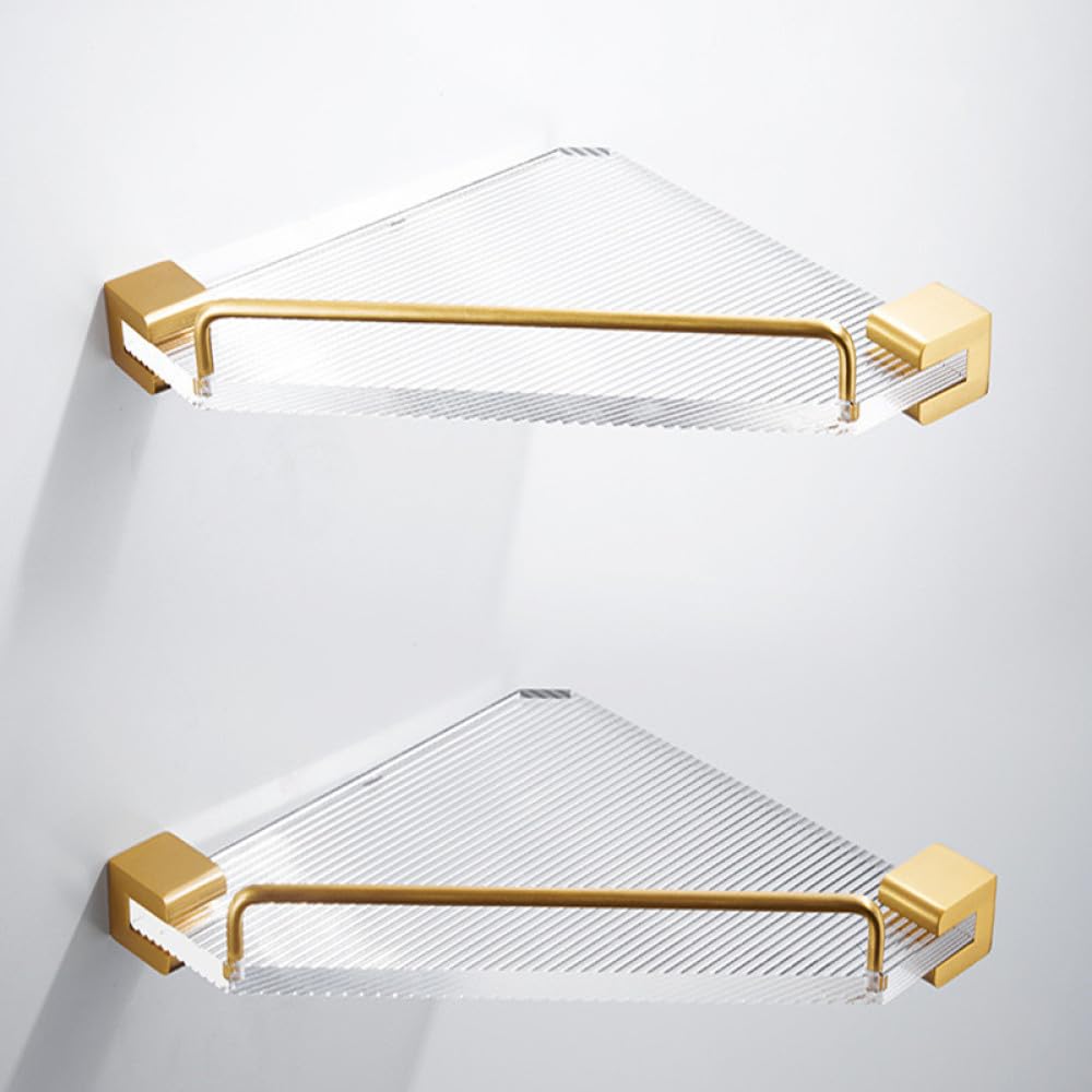 Porte-serviettes salle de bain doré étagère d'angle acrylique