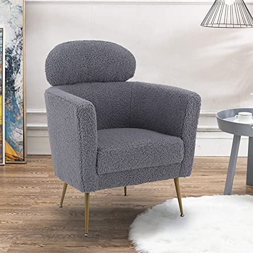 Sillón Medio Respaldo Sherpa Gris Metal miniatura 3