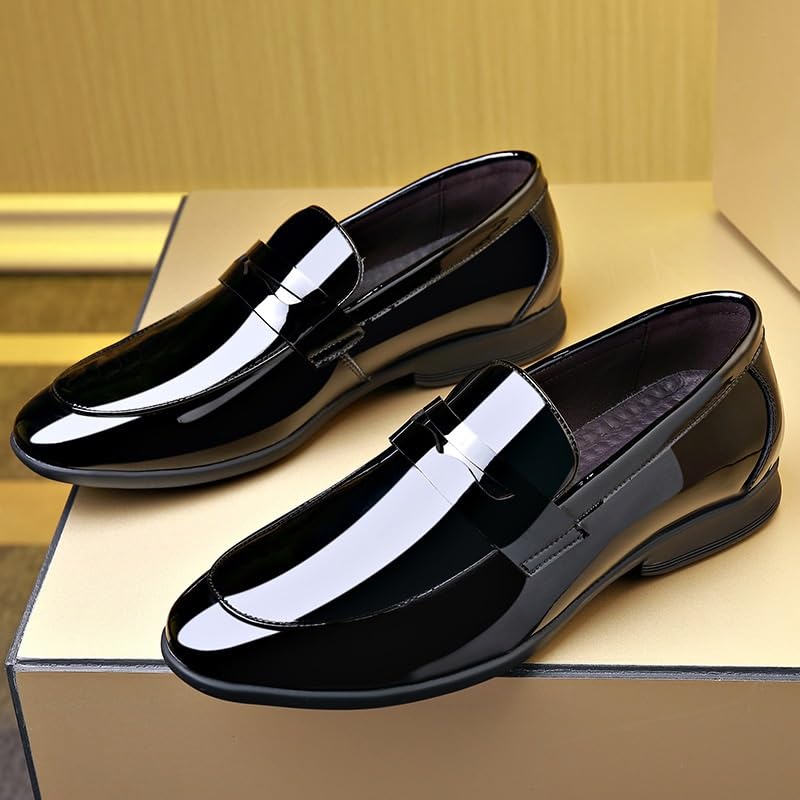 Mens Classic Formal Slip On Oxford Business Wedding Suit Tuxedo Dress Shoes Faux Patent Leather Shoe for Men4