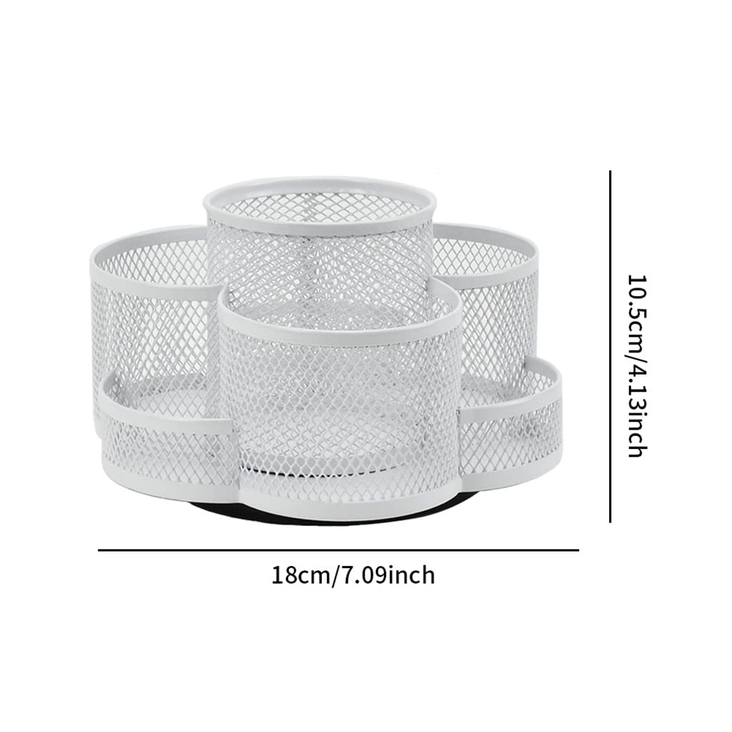 Portapenne con 7 Scomparti, Grande capacità, Girevole a 360 Gradi, Organizer da scrivania per casa e Ufficio, portapenne (Nero 18x10,5 cm)