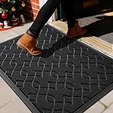 Yimobra Outdoor Mats for Front Door 29.5x17, All-Season Waterproof Doormat Outdoor Entrance, Heavy Duty Non-Slip Outside Door Mat for Garage Patio Proch Entryway Indoor, Black