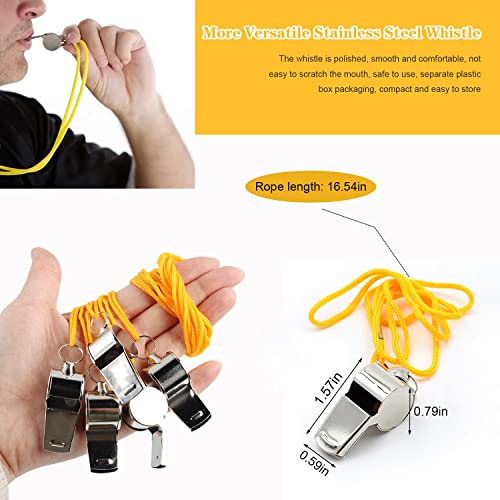 50 silbatos deportivos con cordón de acero inoxidable miniatura 6