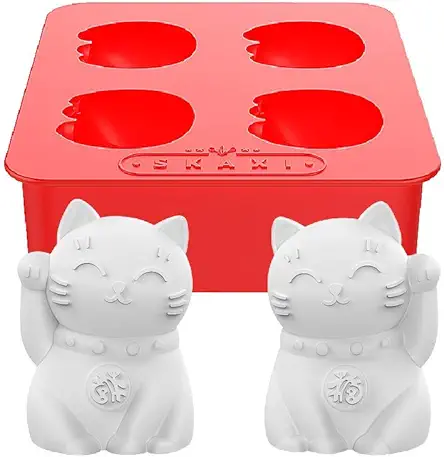 Japanese Lucky Cat Silicone Mold Tray, Maneki-Neko 招き猫,...