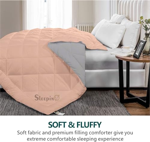 Image of 600 GSM Heavy Winter Single Bed Comforter | Microfiber, Breathable, Reversible,Soft, Lightweight & Machine Washable Comforter for Single Bed 60x90 Inch - PeachSilver