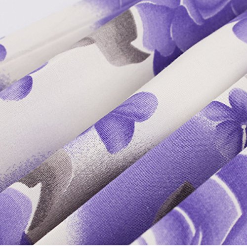 Dressever Women's Vintage A-line Printed Pleated Flared Midi Skirts Purple Flower X Small