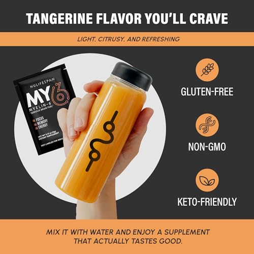 Image of Myelin-6, Sampler Pack, 5 Single Serve Packs, Focus Supplement & Brain Health with AlphaSize, Memory and Cognitive Function Support, Orange Tangerine Flavor, Gluten-Free, Non-GMO