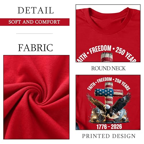 Image of Ithalt Christian Tshirt Womens 4th of July Shirt American Flag T Shirt USA Patriotic Tees Faith Short Sleeve Tops