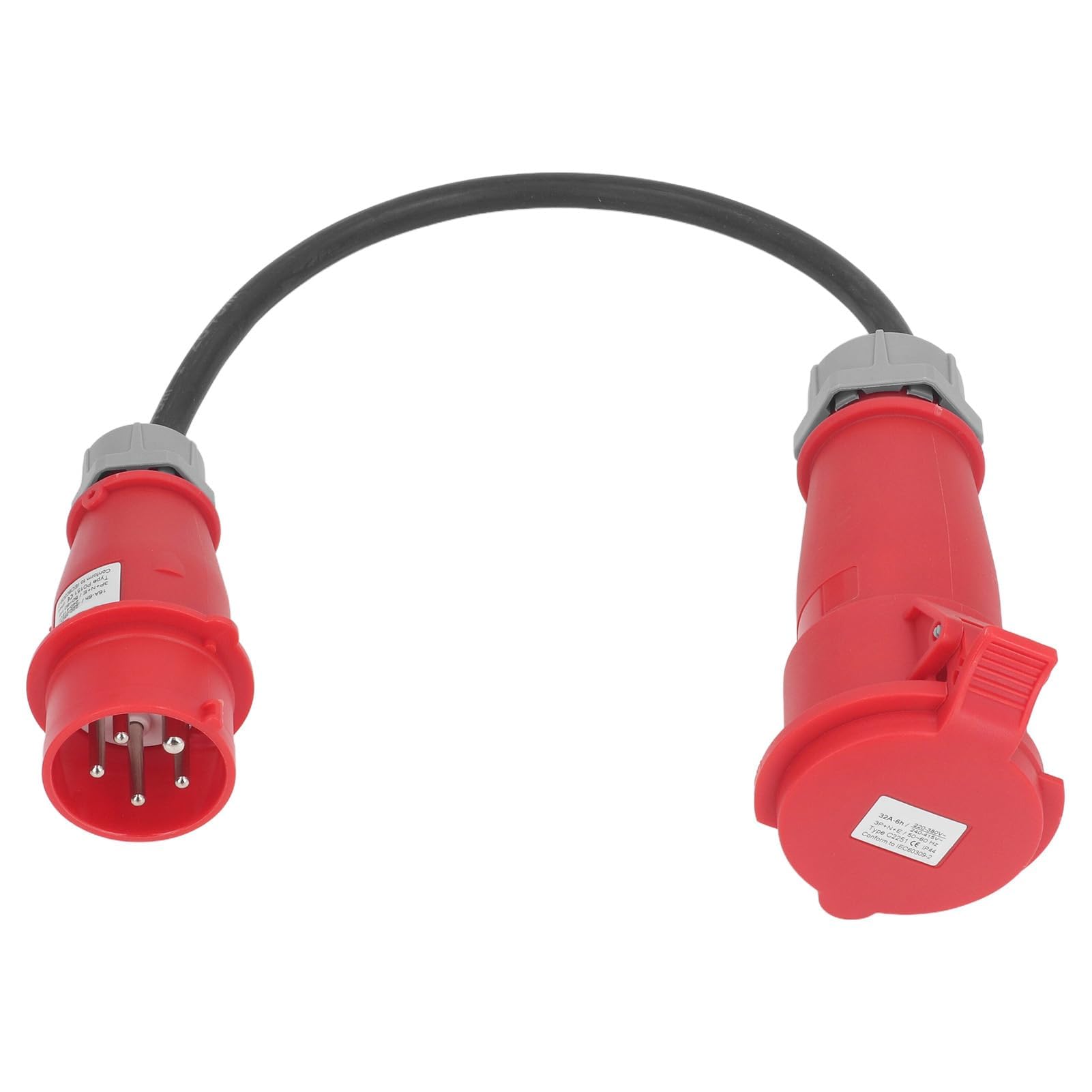 Waterproof IP44 CEE Adapter 32A Female to 16A Male 5 Pin High Current 74cm 220-380V/240-415V