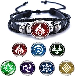 SHANDADDY Genshin Impact Unisex Bracelet Animation Peripheral Godsend Fortunate Wristband with 7 Elements Replacement for Student Adult Game Fan Cosplay Bracelet Gift