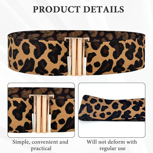 Leopard Belts for Women, 2 Pcs Cheetah Print Belt for Dresses Skirts and More Leopard Belts for Women Unique Buckle Design Fashion Leopard Print Retro3