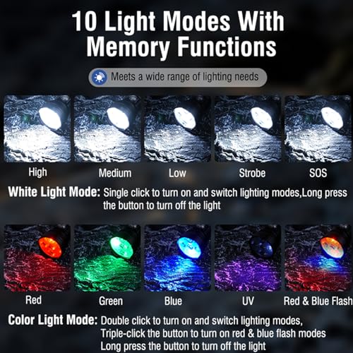 Lampe de poche multicolore rechargeable pour camping et randonnée