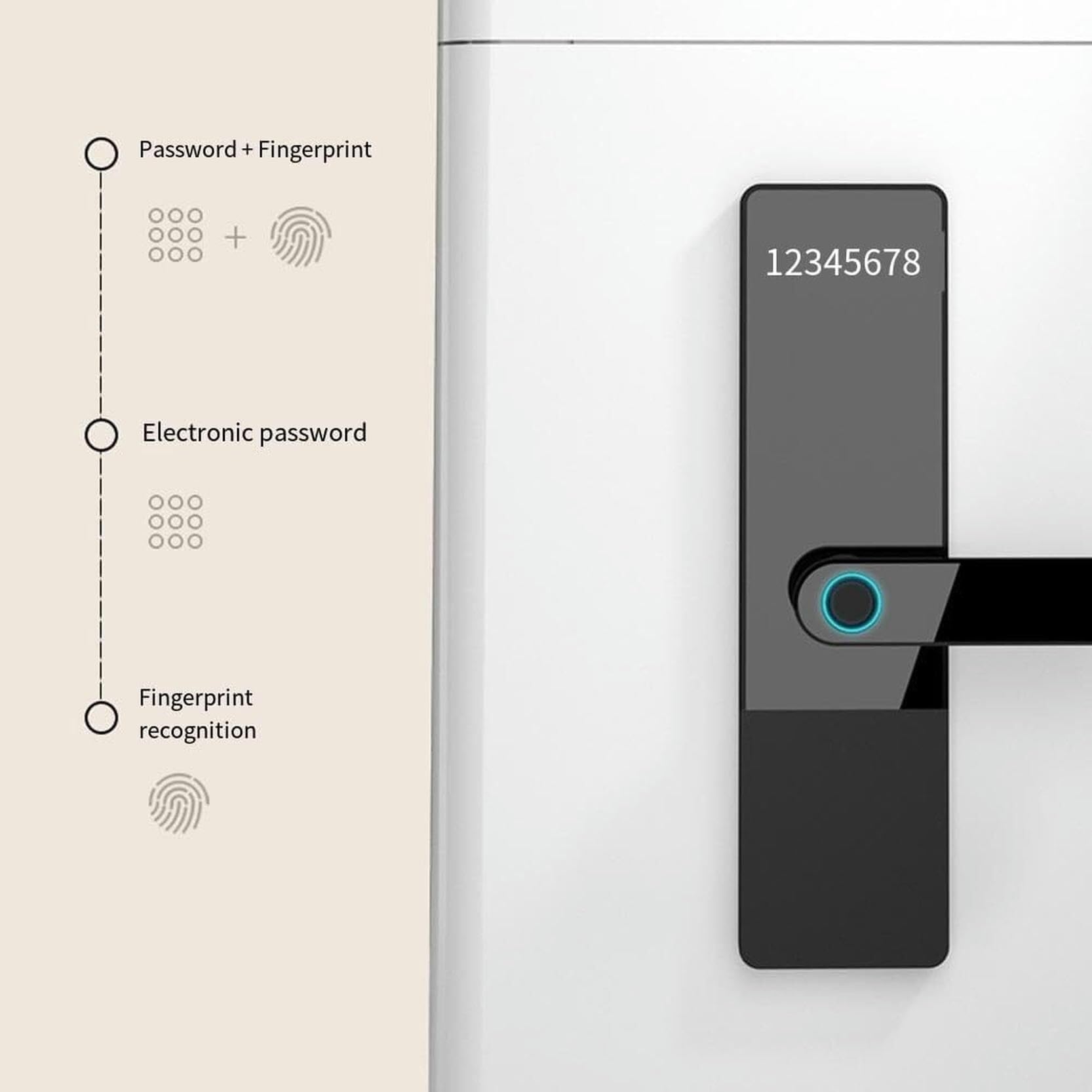 cajas fuertes Caja de seguridad electrónica de acero for el hogar con reconocimiento de huellas dactilares y pantalla LCD con combinación de contraseña oculta