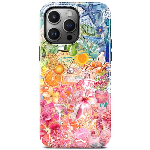 Coque iPhone 13 Pro Max fine antichoc magnétique avec motif rose océan