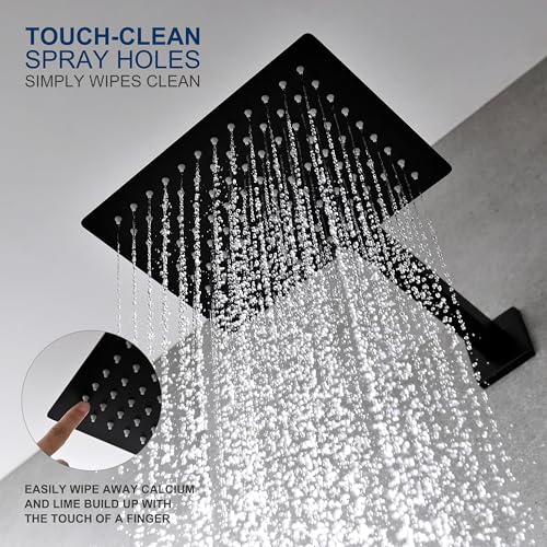 Image of KENES Matte Black Shower Set with Tub Faucet, Square Tub Shower Trim Kit